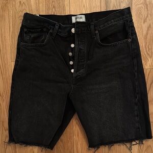 Agolde Black Button-Fly High-Rise Denim Shorts
